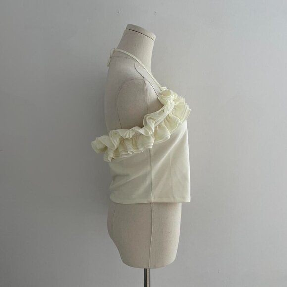 Meshki Jennie Ruffle Off Shoulder Top | Ivory | Women’s Size L - Picture 2 of 5
